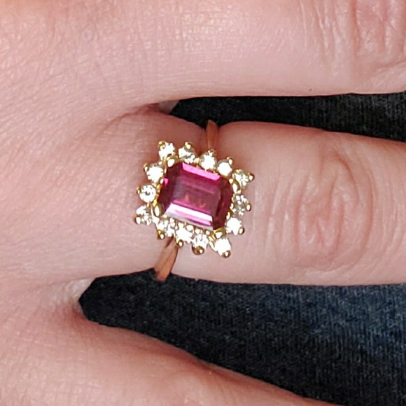 Jewelry - GENUINE Rhodalite Garnet & Diamond Ring